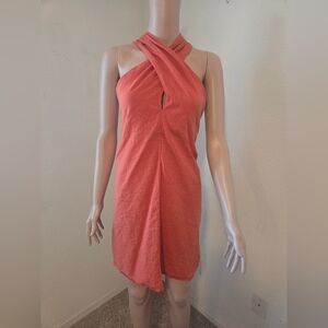Elegant Coral Halter Dress